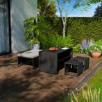 Loungeset / Tuinset Jamaika - 2-in-1 - Polyrotan - Zwart / G, Verzenden, Nieuw