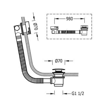 Badplugafvoer Tres Complementos Cascade Met Overloop RVS, Ophalen of Verzenden, Nieuw