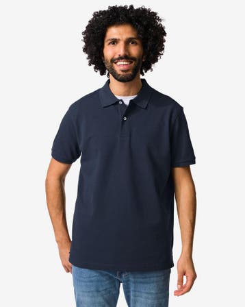 HEMA Herenpolo Denton regular fit donkerblauw, Verzenden, Nieuw