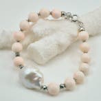 Koraal - Zilver - Armband - Roze koraal en parel, Antiek en Kunst, Curiosa en Brocante