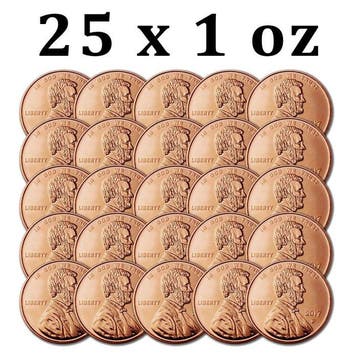Verenigde Staten. 25 x 1 oz Lincoln Head Cent 999 Fine