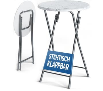 Statafel Wit Marmerlook ø60cm Inklapbaar (Statafels), Verzenden, Nieuw