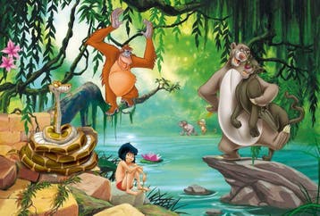 Jungle VLIESbehang Jungle Book XL Jungleboek * Muurdeco4kids, Huis en Inrichting, Stoffering | Behang, Verzenden, Grijs