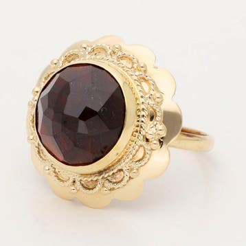 Ring - 14 karaat Geel goud - 3.36ct. tw. Granaat, Sieraden, Tassen en Uiterlijk, Nieuw