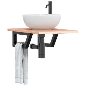 vidaXL Badkamer wandschap staal en massief eikenhout, Verzenden, Nieuw