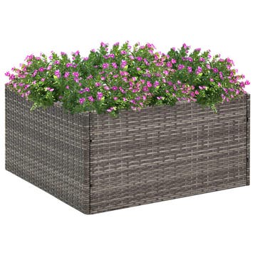 vidaXL Plantenbak 80x80x40 cm poly rattan grijs, Tuin en Terras, Bloembakken en Plantenbakken, Kunststof, Verzenden, Nieuw, 60 tot 100 cm