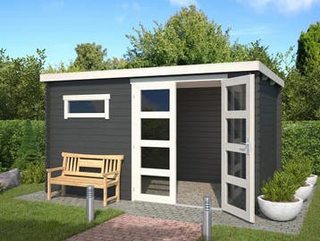 Outdoor Life Blokhut Timian Carbon Grey-Wit 380 x 230 cm, Nieuw