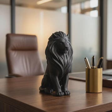 Luxe Leeuw Beeldje - 10cm - Scandinavische Stijl - Desktop D