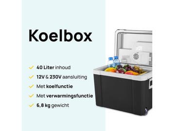 MOA Koelbox Elektrisch - 40L - COLD en HOT functie - Zwart, Verzenden, Zo goed als nieuw