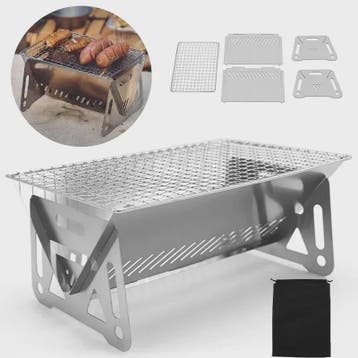 Compacte RVS Vouwbare Barbecue Grill - Draagbaar & Multifunc