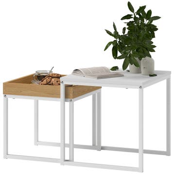 TRUUSK Salontafel en Bijzettafel Set - Modern Design - Stale, Verzenden, Nieuw