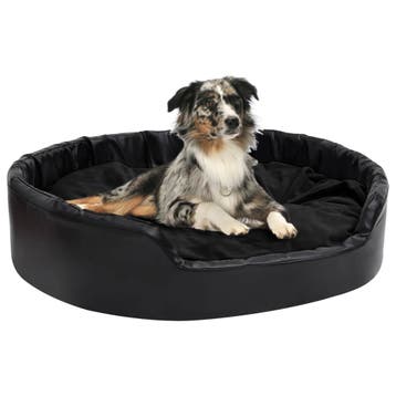 vidaXL Hondenmand 99x89x21 cm pluche en kunstleer zwart, Dieren en Toebehoren, Verzenden, Nieuw