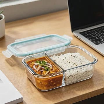 Glazen Lunchbox met 2/3 Compartimenten en Lekvrij Deksel - H, Verzenden, Nieuw