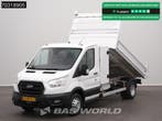 Ford Transit 170pk Open Laadbak met Kist Dubbellucht 3,5t Tr, Stof, Gebruikt, Euro 6, Wit