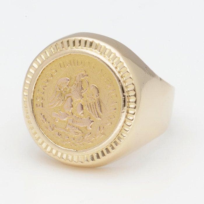 Ring - 18 karaat Geel goud - Mexicaanse munt, Sieraden, Tassen en Uiterlijk, Ringen