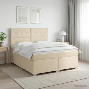 vidaXL Boxspringbed met matras Crèmekleurig 140 x 200 cm, Verzenden, Nieuw, Crème
