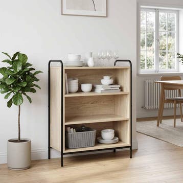 vidaXL Dressoir Sonoma Eiken 97 x 33 x 81 cm Bewerkt hout, Verzenden, Nieuw, Overige houtsoorten, Minder dan 50 cm