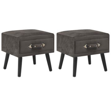 vidaXL Nachtkastjes 2 st 40x35x40 cm fluweel grijs, Overige materialen, Minder dan 45 cm, Verzenden, Nieuw