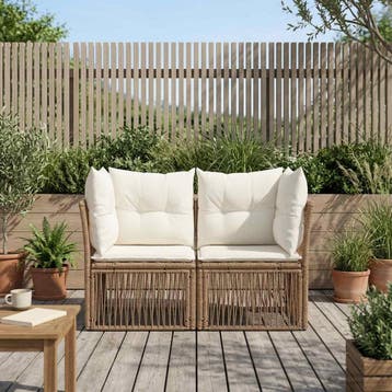 vidaXL Tuinbank 2-Aantal zitplaatsen Beige poly rattan, Verzenden, Nieuw, Rotan