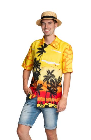 Miami Vice Shirt Geel Palmbomen, Verzenden, Nieuw, Feestartikel