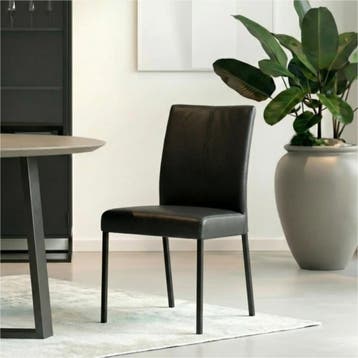 Leren eetkamerstoel Comfort - Hermes Nero (zwart) - Poten, Huis en Inrichting, Stoelen, Zwart, Nieuw, Leer, Ophalen of Verzenden