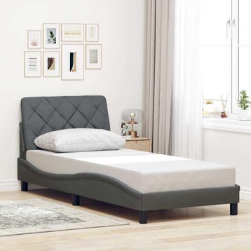 vidaXL Bedframe zonder matras 80x200 cm stof donkergrijs, Eenpersoons, Verzenden, Nieuw, 80 cm