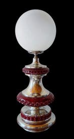 Tafellamp - gechromeerd metaal, keramiek, glas, Antiek en Kunst, Antiek | Lampen