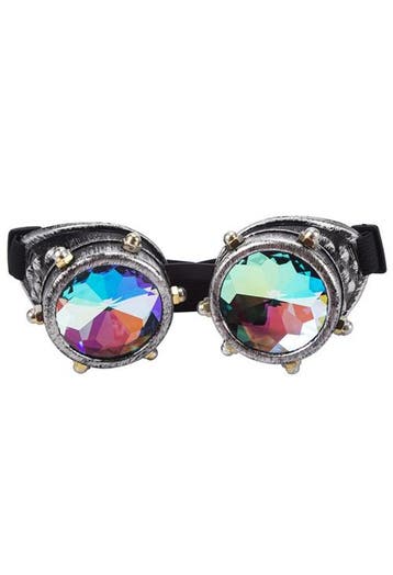 KIMU® Goggles Steampunk Bril Studs Oud Zilver Montuur Caleid, Kleding | Dames, Ophalen of Verzenden, Nieuw, Carnaval