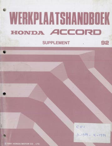 1992 Honda Accord Werkplaatshandboek Supplement, Verzenden