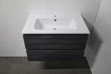 Badmeubel Zwart Eiken 60 x 45 cm – met keramische wastafel, Ophalen of Verzenden, Nieuw, Bad