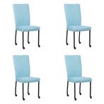 Set van 4 Leren eetkamerstoelen Deal - Toledo Sky Blue, Huis en Inrichting, Ophalen of Verzenden, Nieuw, Leer