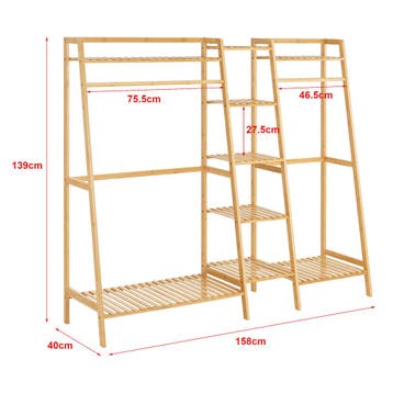 [en.casa] Kledingrek Sogndal met 9 planken 139x158x40 cm bam, Verzenden, Nieuw