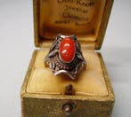 Koraal - Zilver - Ring - Handwerk +Koralle