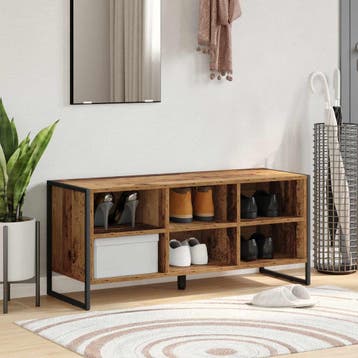 vidaXL Schoenenkast 100 x 35 x 44 cm Bewerkt hout Oud Hout, Verzenden, Nieuw