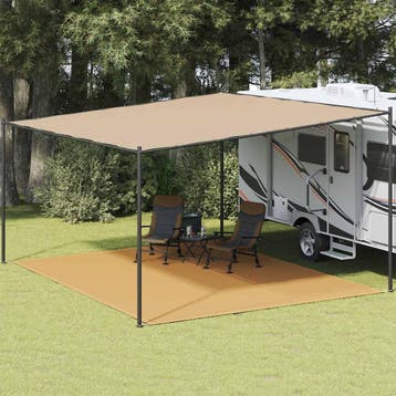 vidaXL Tenttapijt 400x500 cm HDPE zandkleurig, Caravans en Kamperen, Kampeeraccessoires, Verzenden, Nieuw