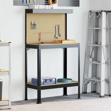 vidaXL Werkbank Zwart 81 x 41 x 145 cm Bewerkt hout en, Doe-het-zelf en Verbouw, Verzenden, Nieuw