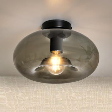 Design Plafondlamp Art Deco Zwart smoke, Verzenden, Nieuw, Glas