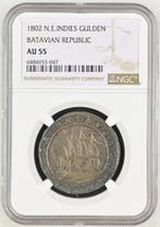 Nederland Indië - Bat. Republiek 1 gulden 1802, Postzegels en Munten, Verzenden, 1 gulden, Losse munt, Zilver