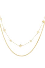 Dubbele ketting clover heart - Goudkleur, Verzenden, Nieuw