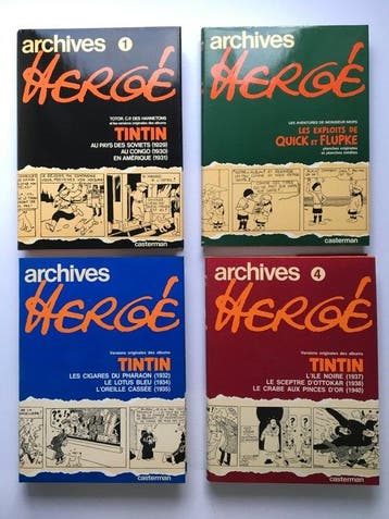 Tintin - Archives Herge 1 t/m 4 - 4 Album - Eerste, Nieuw
