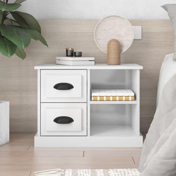 vidaXL Nachtkastje 60x35,5x45 cm hoogglans wit, Huis en Inrichting, Slaapkamer | Nachtkastjes, Minder dan 45 cm, Verzenden, Nieuw