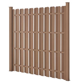WPC Schuttingpaneel 11 planken met palen 185x376 cm bruin, Verzenden, Nieuw