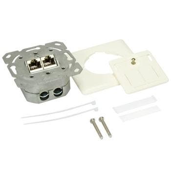 Inbouwdoos CAT6 2x RJ45 RAL9010 verticale invoer, Computers en Software, Pc- en Netwerkkabels, Nieuw, Ophalen of Verzenden
