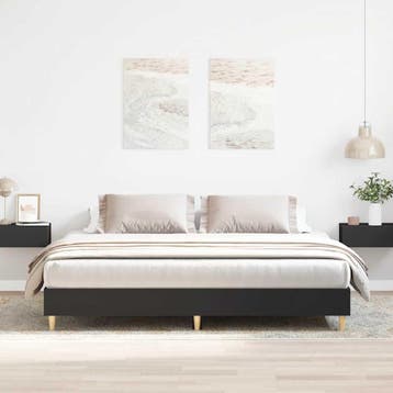 vidaXL Bedframe zonder matras 180x200 cm spaanplaat zwart, Eenpersoons, Verzenden, Zwart, Nieuw