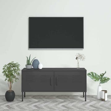 vidaXL Tv-meubel 105x35x50 cm staal antracietkleurig, Huis en Inrichting, Minder dan 50 cm, Verzenden, Nieuw, Minder dan 100 cm