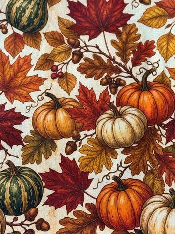 Stof in herfststijl met herfstvruchten - Textiel - 2.8 m - 2