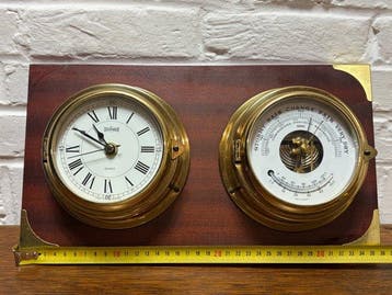 Barometer - Messing, Hout, Metaal, Glas