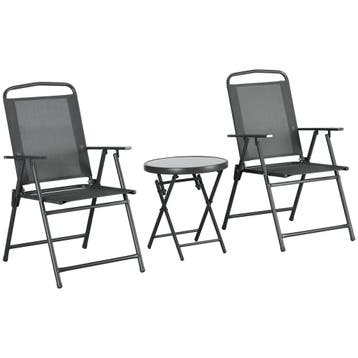 TRUUSK Bistro-Set 3-delig van Metaal - Weerbestendig - Opvou, Verzenden, Nieuw