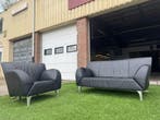 JORI JR-9700 Pacific zwart leren design bank met fauteuil, Design, Rechte bank, Vierpersoons of meer, Leer
