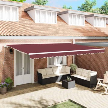 vidaXL Luifel handmatig uittrekbaar 500x300 cm bordeauxrood, Verzenden, Nieuw